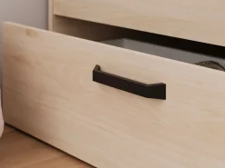 Vente-unique Cama 140 x 190/200 cm con cabecero y almacenaje en natural y negro - KINSELIA