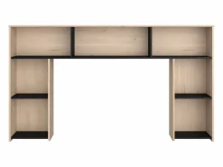 Sale Vente-unique Cama 140 x 190/200 cm con cabecero en natural y negro + somier + colchón - KINSELIA Negro / Color natural claro