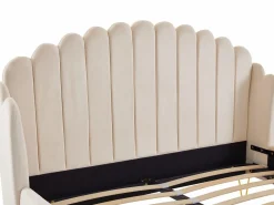 Discount Cama 160 x 200 cm con cabecero ondulado en terciopelo - SAGALI Cama Terciopelo