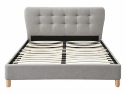 Discount Vente-unique Cama 140 x 190 cm con cabecero capitoné tela - ELIDE Gris