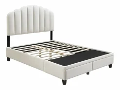 Vente-unique Cama 160 x 200 cm con cajones - Terciopelo - - ILISIO Marfil
