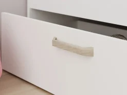 Clearance Vente-unique Cama 120 x 190 cm con compartimentos color blanco y natural + somier + colchón - KINSELIA Color natural claro / Blanco