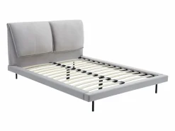 Best Vente-unique Cama 140 x 190 cm de terciopelo en color + colchón - IBEDIA Gris
