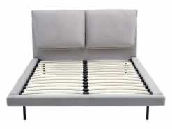Best Vente-unique Cama 140 x 190 cm de terciopelo en color + colchón - IBEDIA Gris