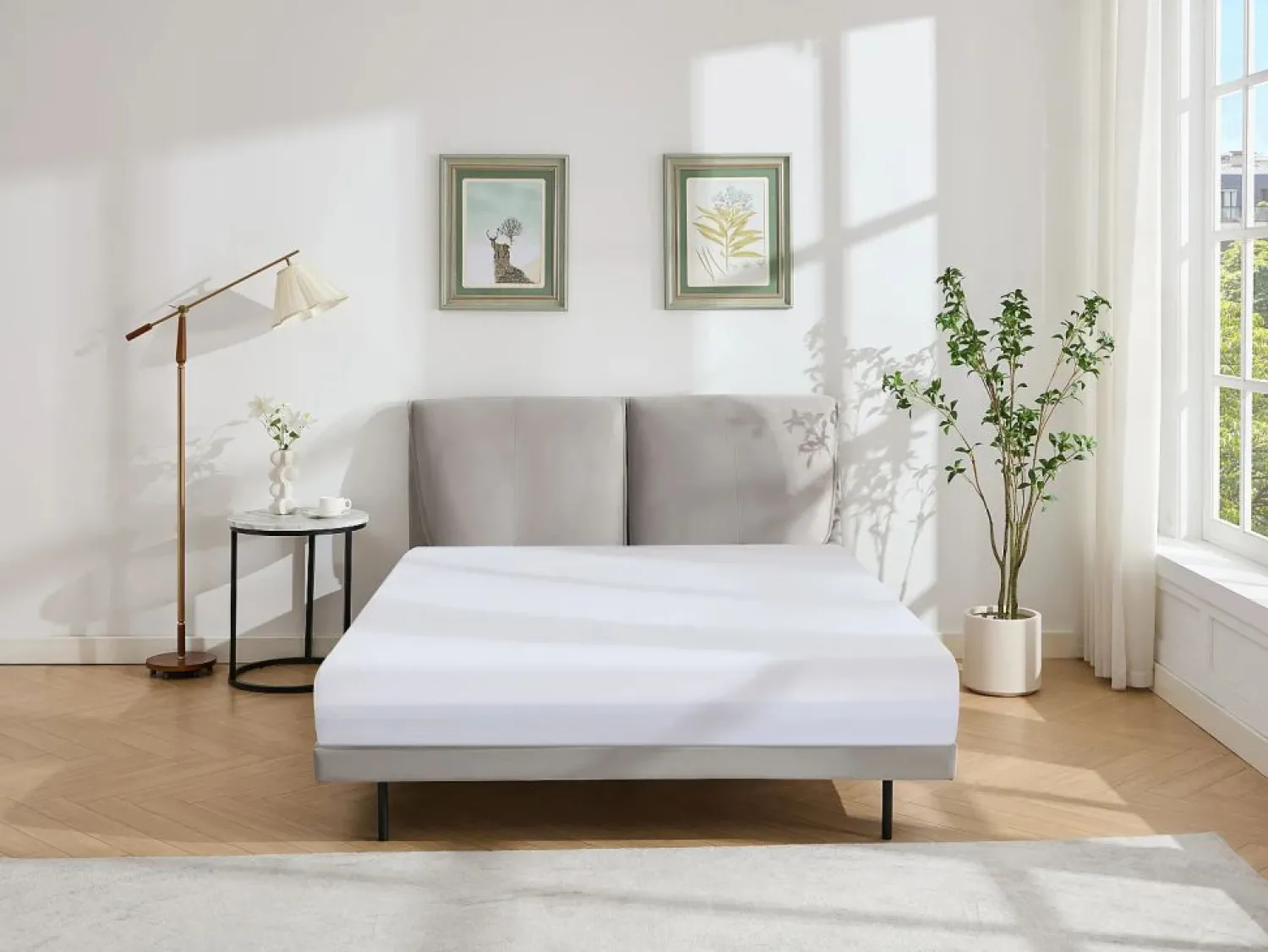Best Vente-unique Cama 140 x 190 cm de terciopelo en color + colchón - IBEDIA Gris