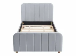 Online Vente-unique Cama 90 x 190 cm en terciopelo con costuras + colchón - ROGADI Gris