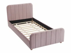 New Vente-unique Cama 90 x 190 cm en terciopelo con costuras + colchón - ROGADI Rosa