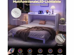 Outlet Cama abatible - 140 x 200 cm - con cajón + USB + LED - tablero lacado alto brillo - MDF + aglomerado - Cama Abatible