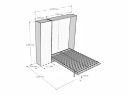 Discount ITAMOBY Cama abatible 140 vertical Kentaro con columna Fresno Blanco