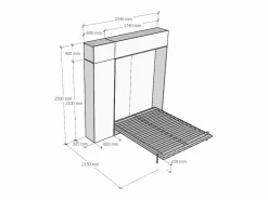 ITAMOBY Cama abatible 160 vertical Kentaro con columna - módulo a pared superior - módulo con apertura vasistas Fresno
