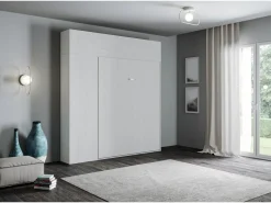 ITAMOBY Cama abatible 160 vertical Kentaro con columna - módulo a pared superior - módulo con apertura vasistas Fresno