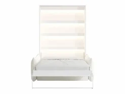 Online Vente-unique Cama abatible 140 x 200 cm apertura vertical manual leds blanco + sofá - RAPILI Beige / Blanco