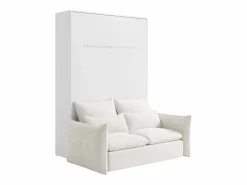 Sale Cama abatible 140 x 200 cm apertura vertical leds blanco + colchón + sofá - RAPILI Cama Abatible