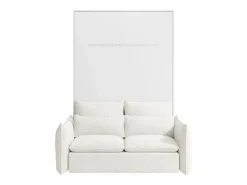 Sale Cama abatible 140 x 200 cm apertura vertical leds blanco + colchón + sofá - RAPILI Cama Abatible