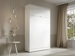 Vente-unique Cama abatible 120 x 200 cm apertura vertical manual con leds - RAPILI Blanco