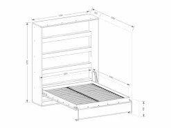 Vente-unique Cama abatible 120 x 200 cm apertura vertical manual con leds - RAPILI Blanco