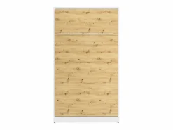 Discount Cama abatible 120 x 200 cm apertura vertical leds blanco y natural + colchón - RAPILI Cama Abatible