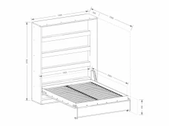 Vente-unique Cama abatible 140 x 200 cm apertura vertical manual LEDs + colchón - RAPILI