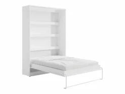Vente-unique Cama abatible 140 x 200 cm apertura vertical manual LEDs + colchón - RAPILI
