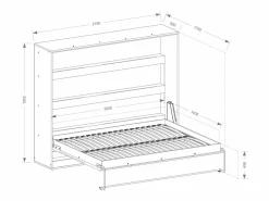 Best Vente-unique Cama abatible 140 x 200 cm apertura horizontal manual con luces LED - RAPILI Blanco