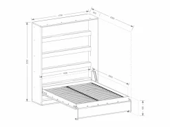 Vente-unique Cama abatible 160 x 200 cm apertura vertical manual LEDs + colchón - RAPILI
