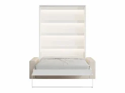 Vente-unique Cama abatible 160 x 200 cm apertura vertical manual con leds + sofá - RAPILI