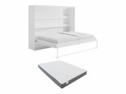 Discount Cama abatible 140 x 200 cm apertura horizontal manual leds + colchón - RAPILI Cama Abatible
