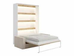 Best Cama abatible 160 x 200 cm apertura vertical con luces LED blanco y natural + sofá - RAPILI Cama Abatible
