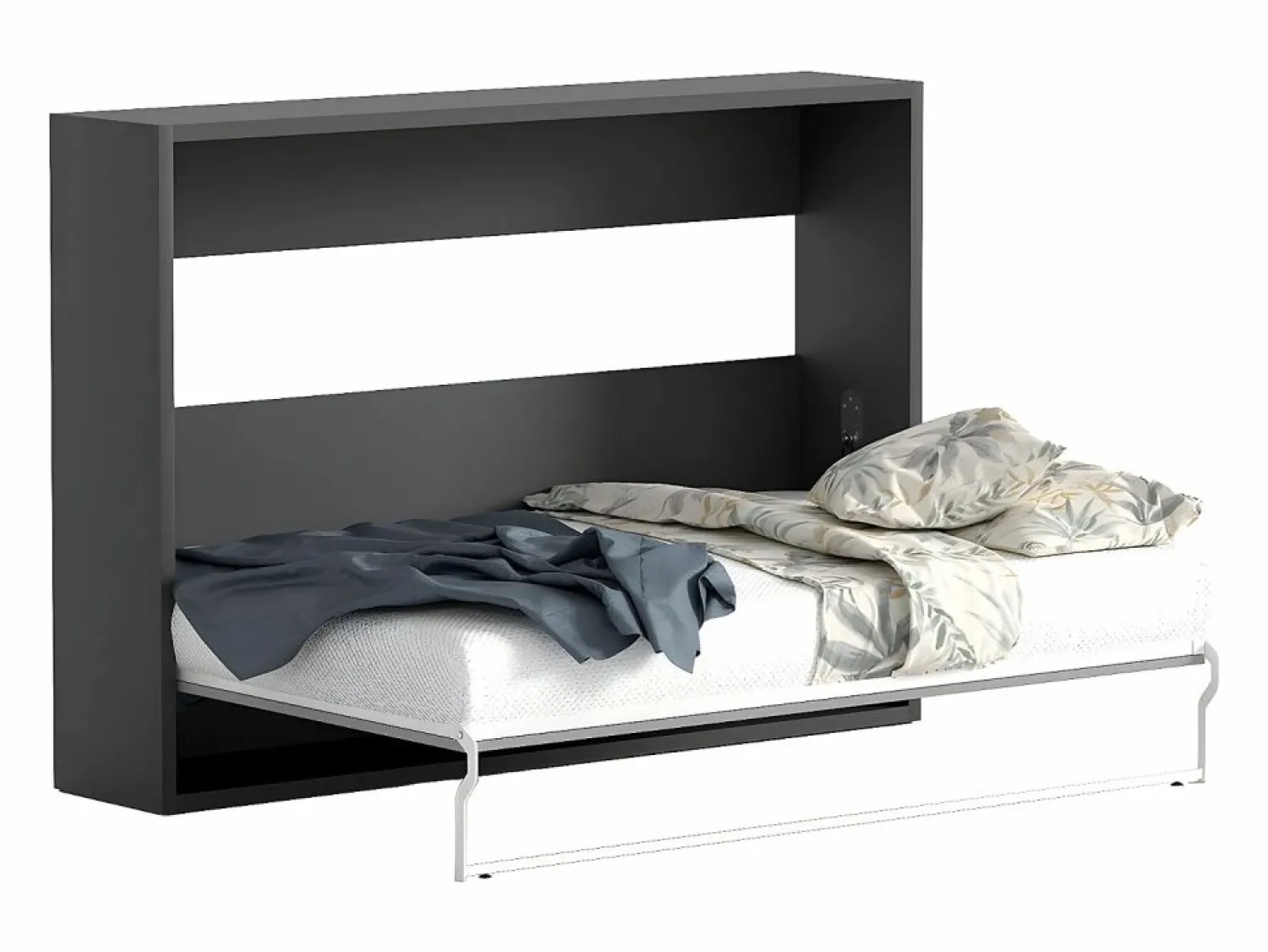Discount Cama abatible 140 x 200 cm apertura horizontal antracita y natural - MALINA II Cama Abatible