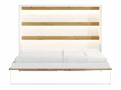 Cama abatible 140 x 200 cm apertura horizontal leds blanco natural + colchón - RAPILI Cama Abatible|Cama Con Almacenaje