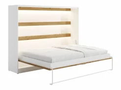 Cama abatible 140 x 200 cm apertura horizontal leds blanco natural + colchón - RAPILI Cama Abatible|Cama Con Almacenaje