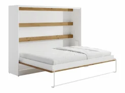 Cama abatible 140 x 200 cm apertura horizontal leds blanco natural + colchón - RAPILI Cama Abatible|Cama Con Almacenaje