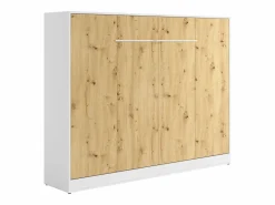 Cama abatible 140 x 200 cm apertura horizontal leds blanco natural + colchón - RAPILI Cama Abatible|Cama Con Almacenaje