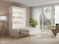 Vente-unique Cama abatible apertura manual con leds + colchón + sofá - RAPILI
