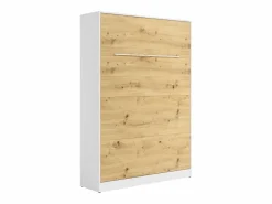 Discount Cama abatible de 140 x 200 cm apertura vertical leds blanco y natural + colchón - RAPILI Cama Abatible|Cama Con Almacenaje