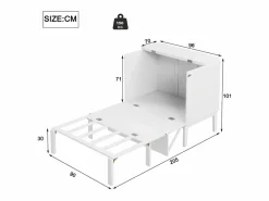 ModernLuxe Cama abatible de madera 90x200 cm - con somier - Blanco