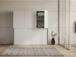 Les Tendances Cama abatible horizontal Bounto blanca 85x185 cm con almacenaje y librería composición D-