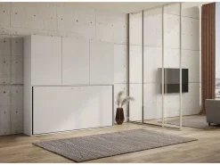 Les Tendances Cama abatible horizontal Bounto blanca 85x185 cm con almacenaje y librería composición D-