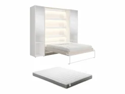 Online Cama abatible vertical 160 x 200 cm beige 2 armarios + espejo + colchón - RAPILI Cama Abatible