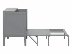 New Merax Cama abatible vertical 90 x 200 cm con somier de láminas, madera contrachapada + MDF, (sin colchón) Gris