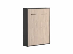 Sale Cama abatible vertical 140 x 200 cm natural y antracita con colchón - MALINA II Cama Abatible