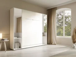 Online Cama abatible vertical 140 x 200 cm 2 armarios + espejo + colchón - RAPILI Cama Abatible