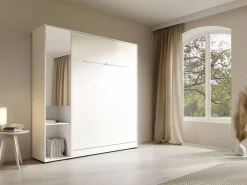 Vente-unique Cama abatible vertical 140 x 200 cm 1 armario + espejo + colchón - RAPILI