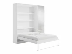 Vente-unique Cama abatible vertical 140 x 200 cm 1 armario + espejo + colchón - RAPILI