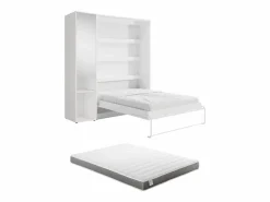 Vente-unique Cama abatible vertical 140 x 200 cm 1 armario + espejo + colchón - RAPILI
