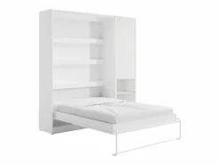 Vente-unique Cama abatible vertical 160 x 200 cm blanca 1 armario + colchón - RAPILI Blanco