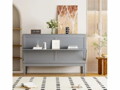 New Merax Cama abatible vertical 140 x 200 cm - Madera MDF - Somier de láminas - Gris