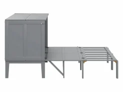 New Merax Cama abatible vertical 140 x 200 cm - Madera MDF - Somier de láminas - Gris