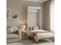 Discount Cama abatible vertical aglomerado melaminizado 90x190cm Blanco
