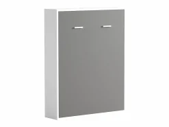Vente-unique Cama abatible vertical de 160 x 200 cm gris y blanco con colchón - MALINA II Gris / Blanco
